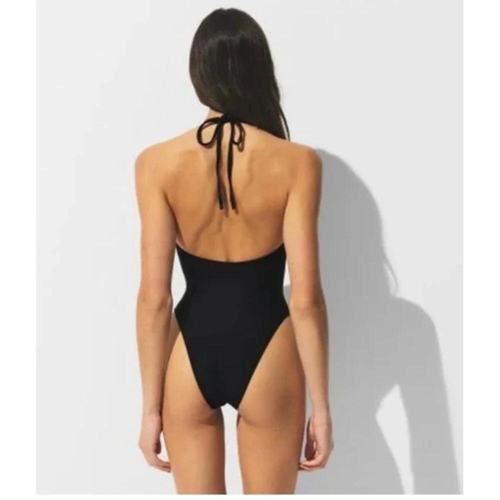 Skims iconic swim deep plunge one piece obsidian